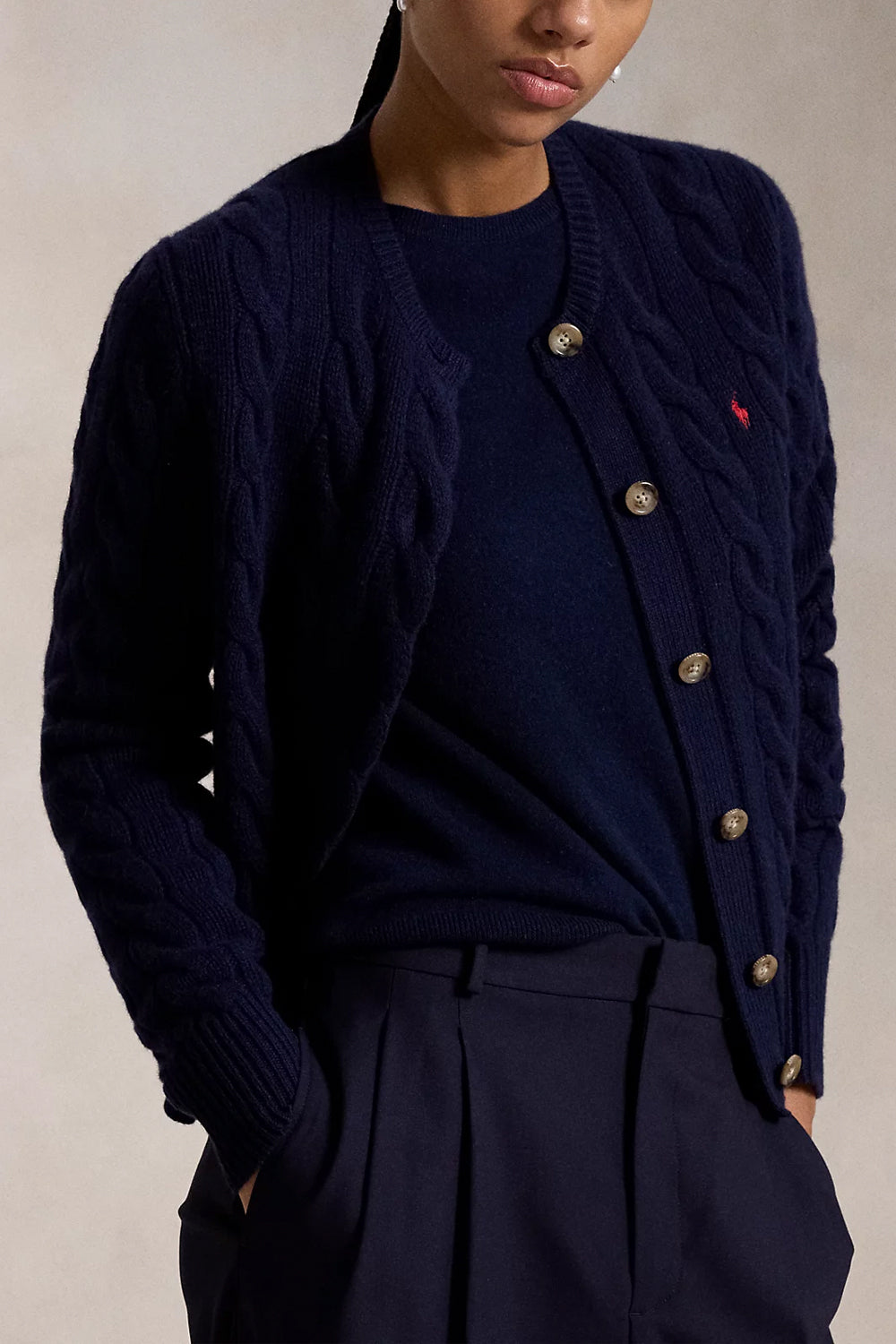 POLO RALPH LAUREN Cardigan a trecce in lana e cashmere