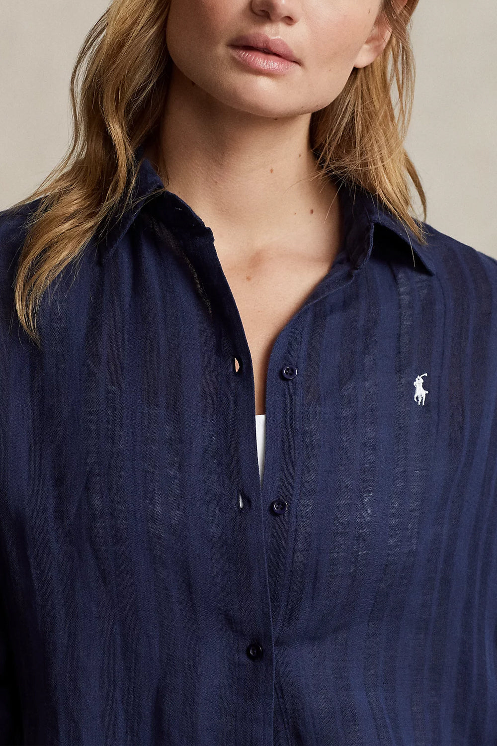 POLO RALPH LAUREN Copricostume a camicia in lino e cotone POLO RALPH LAUREN