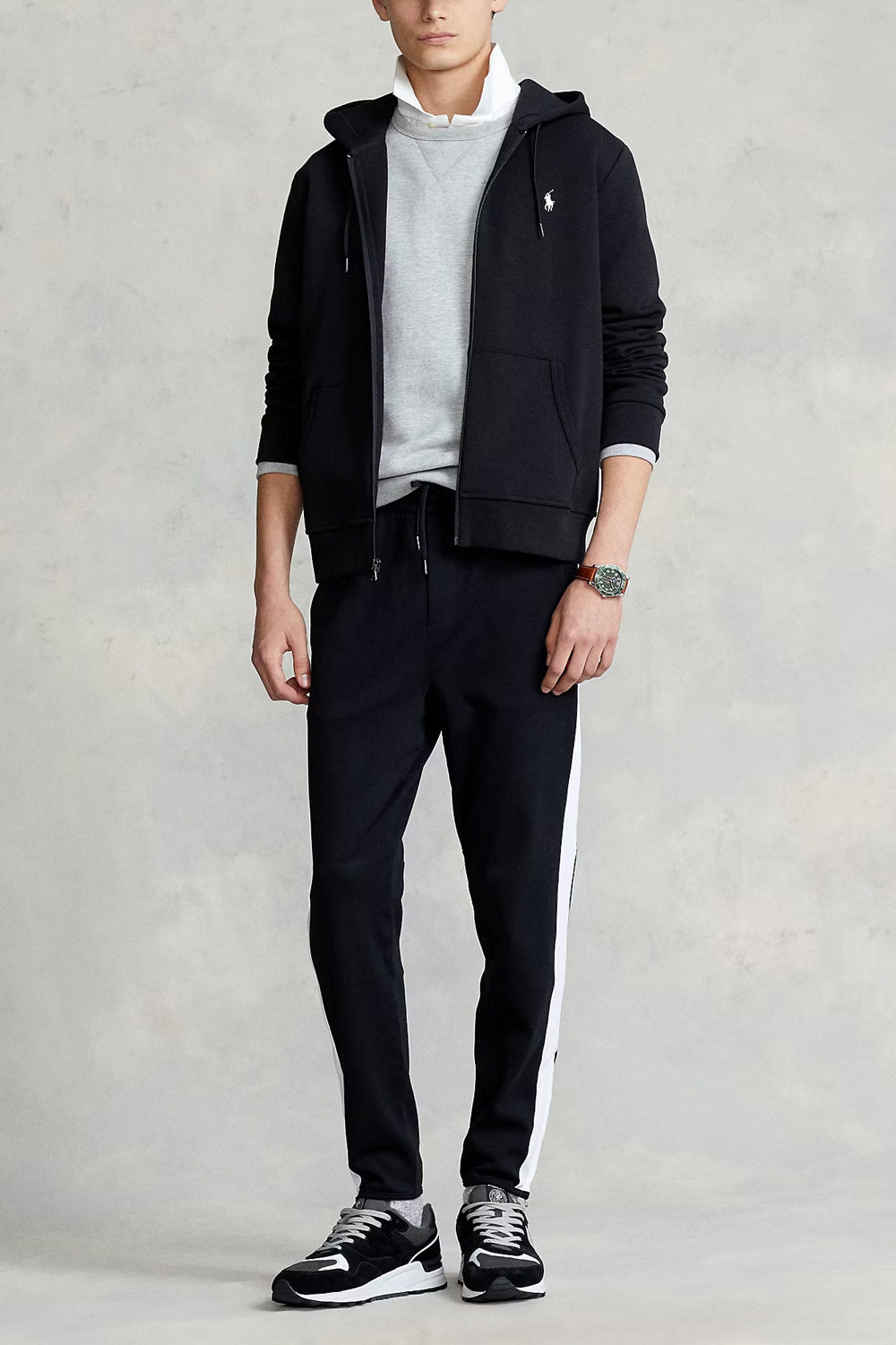 POLO RALPH LAUREN Felpa con cappuccio e cerniera 710888282-001-Nero-XL