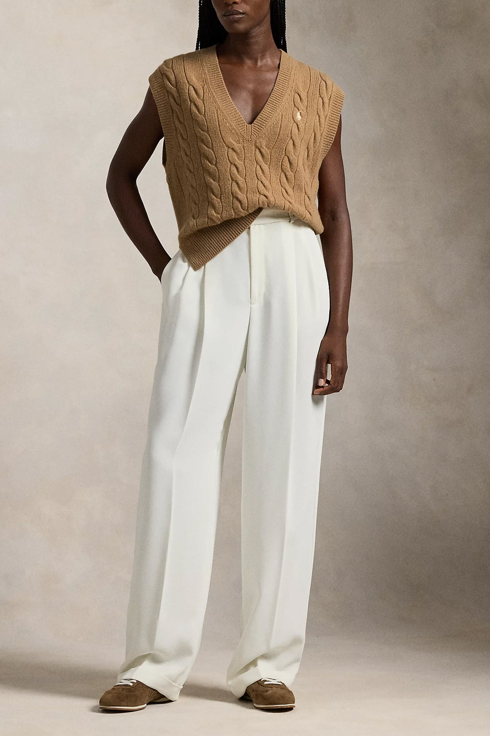 POLO RALPH LAUREN Gilet in lana e cashmere a trecce