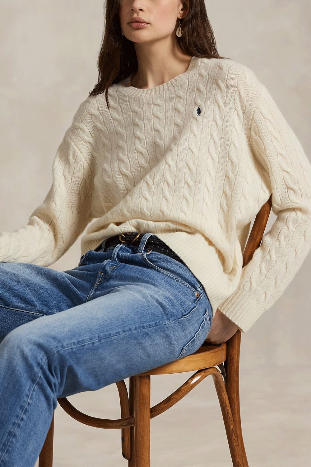 POLO RALPH LAUREN Girocollo in lana e cashmere a trecce