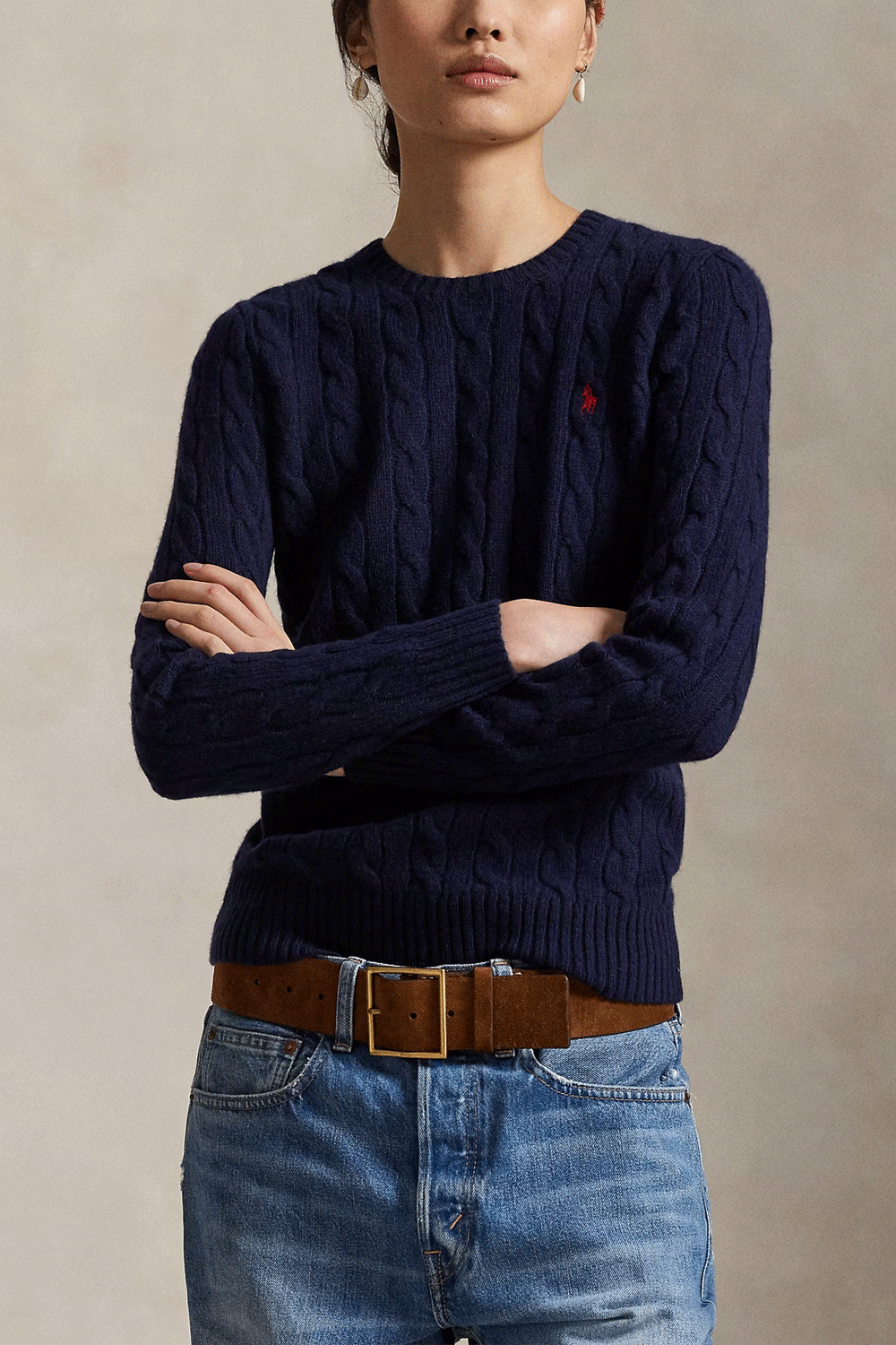 POLO RALPH LAUREN Girocollo in lana e cashmere a trecce