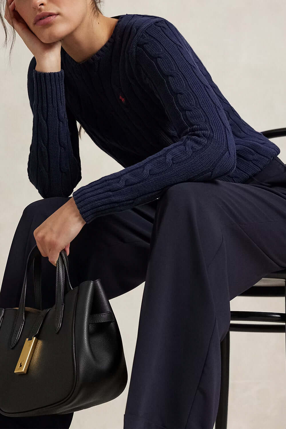 POLO RALPH LAUREN Maglia a girocollo in cotone a trecce