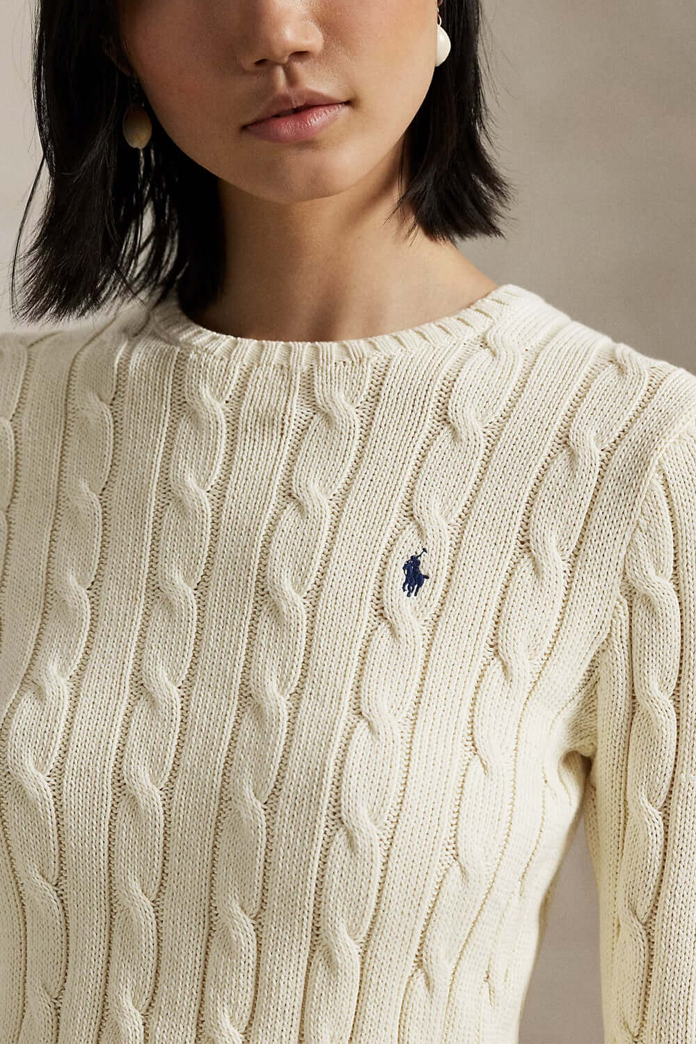 POLO RALPH LAUREN Maglia a girocollo in cotone a trecce