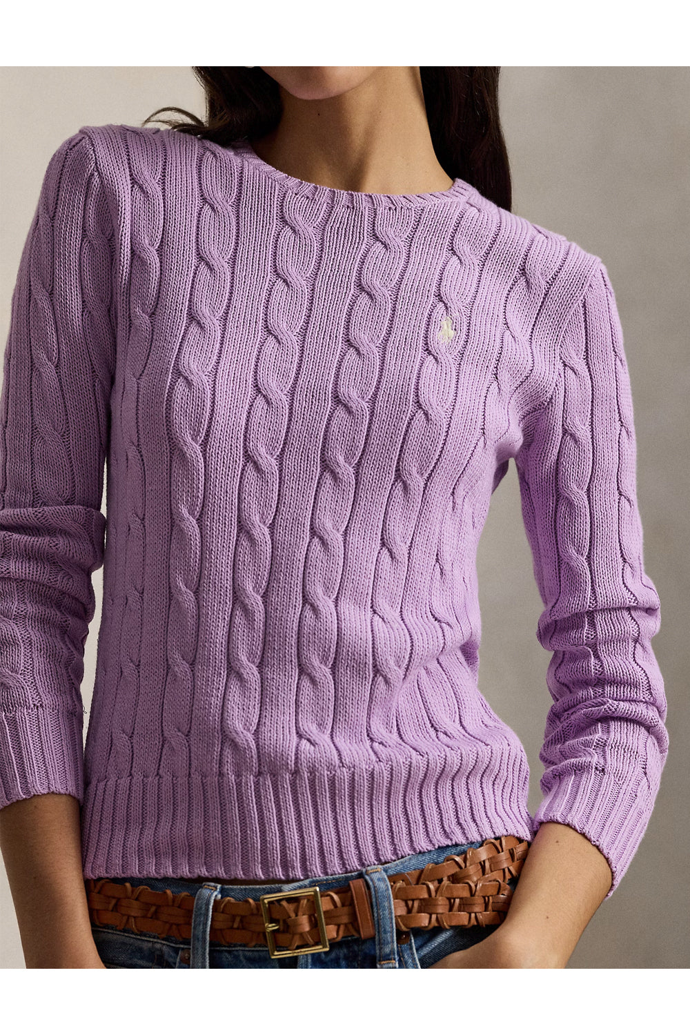 POLO RALPH LAUREN Maglia a girocollo in cotone a trecce