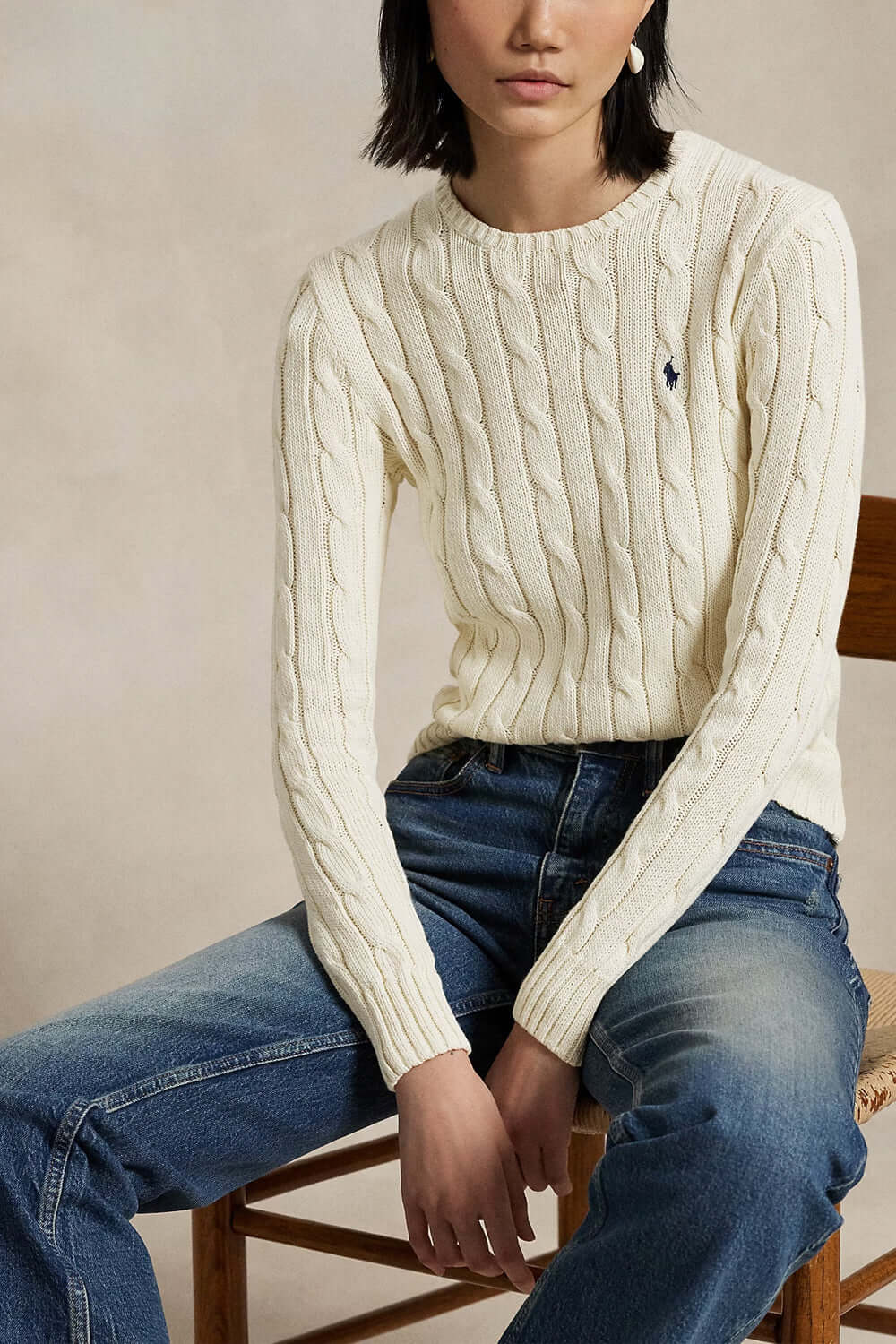POLO RALPH LAUREN Maglia a girocollo in cotone a trecce