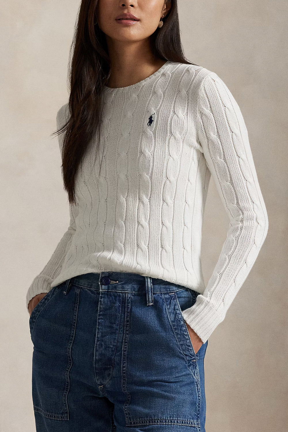 POLO RALPH LAUREN Maglia a girocollo in cotone a trecce