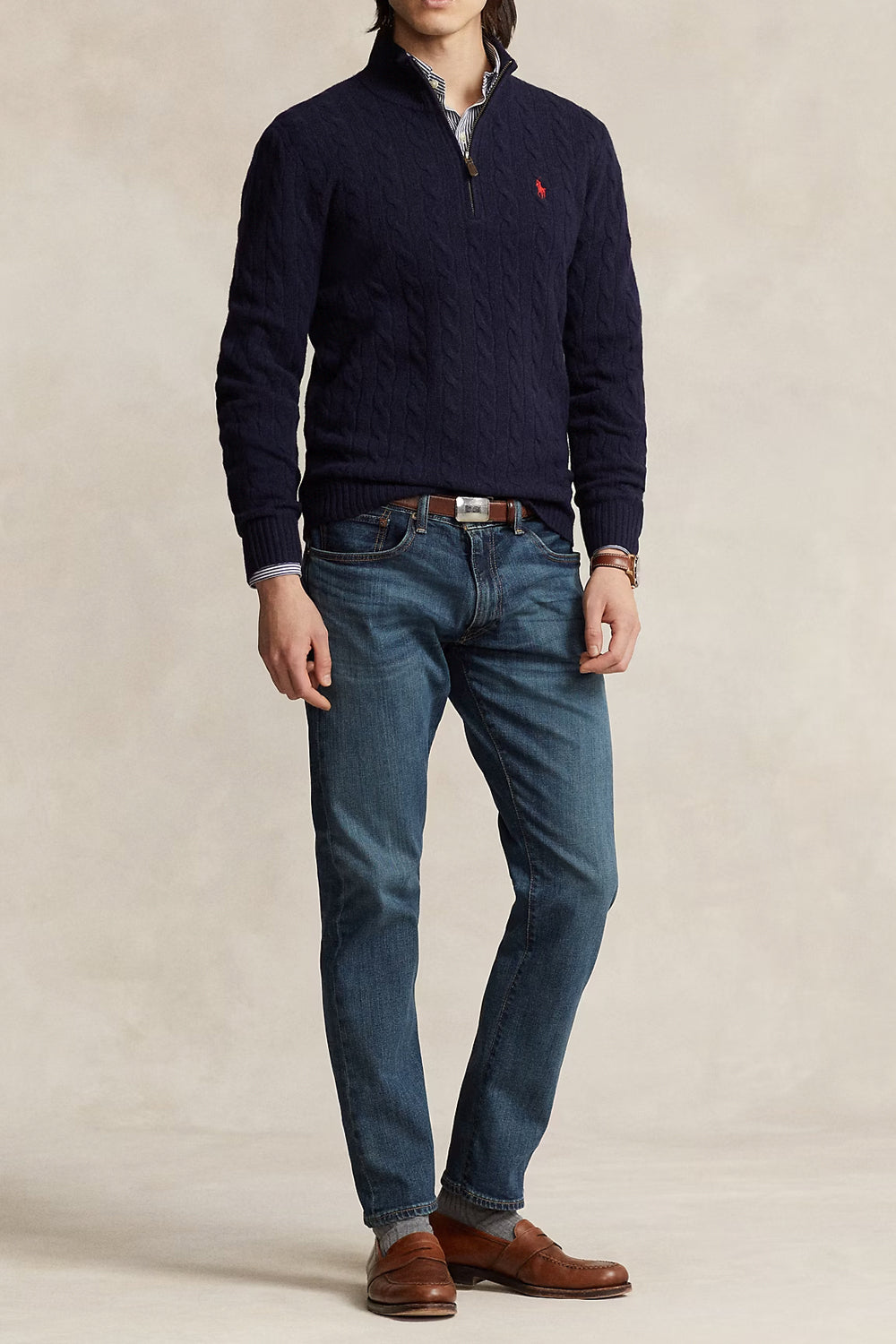 POLO RALPH LAUREN Maglia a trecce con cerniera