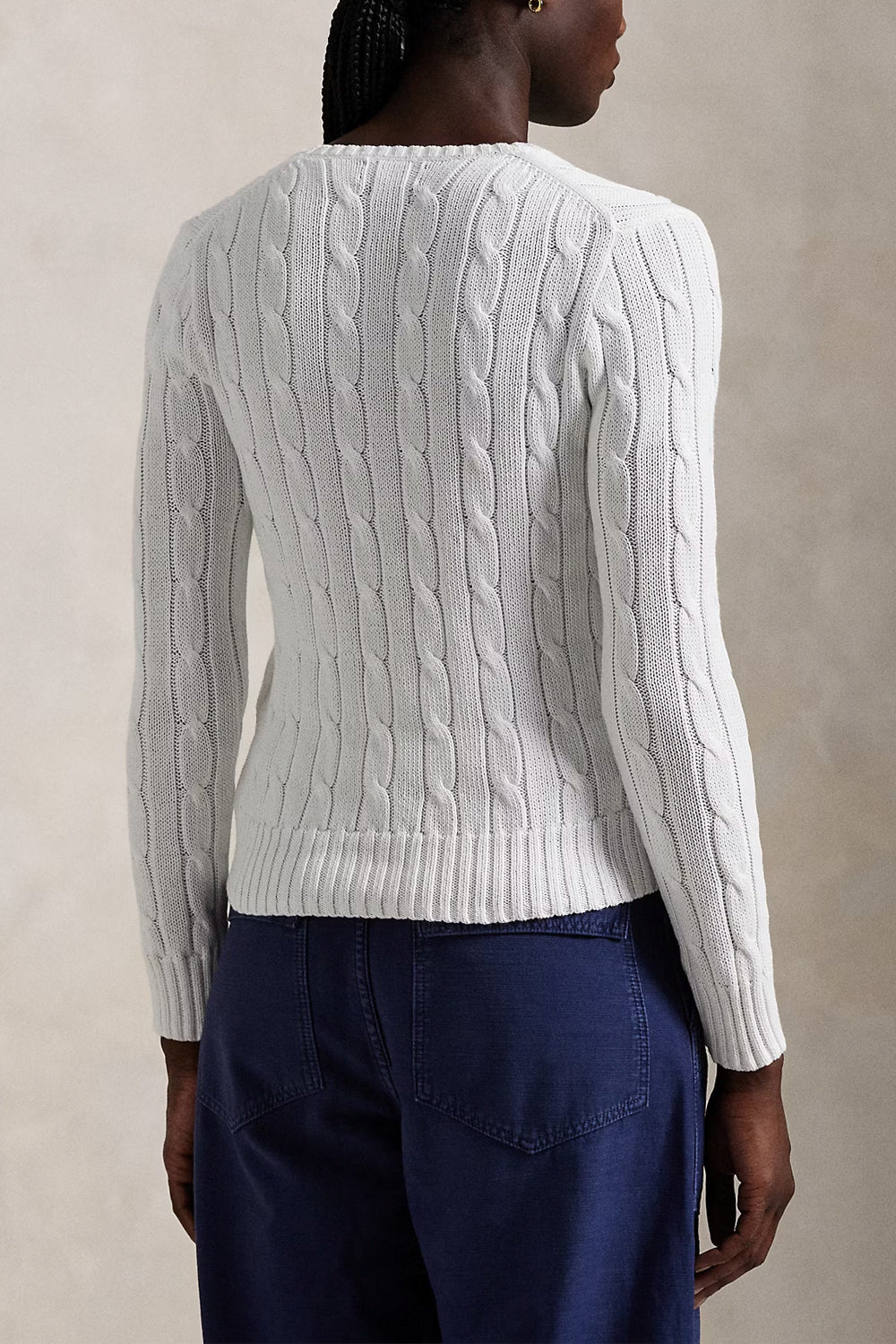 POLO RALPH LAUREN Maglia in cotone a trecce con scollo a V