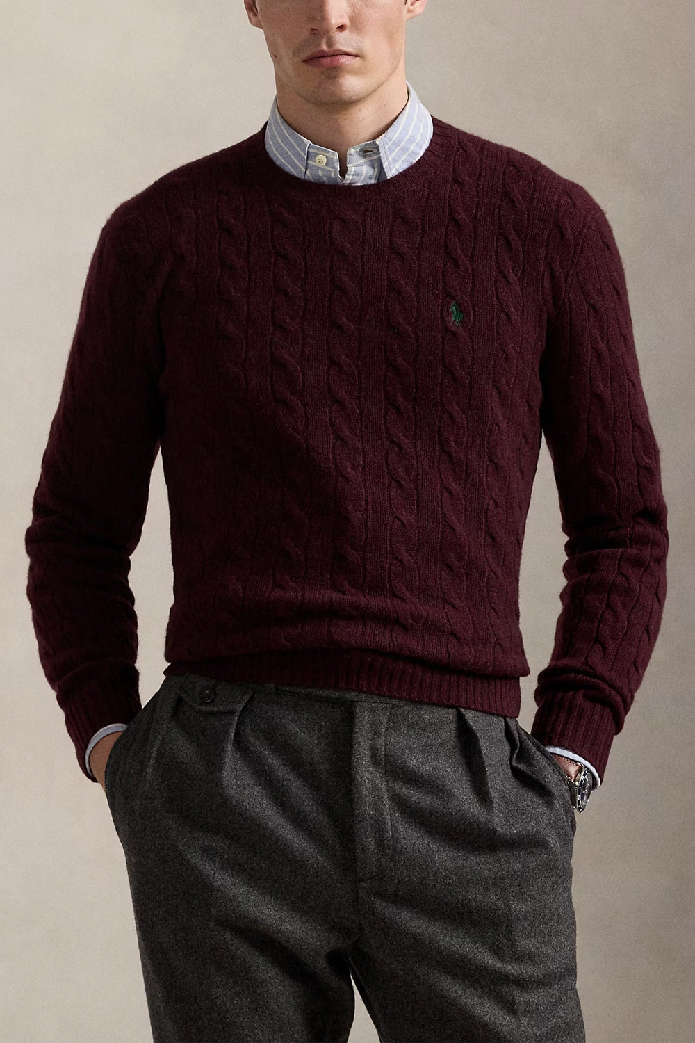 POLO RALPH LAUREN Maglia in lana e cashmere a trecce