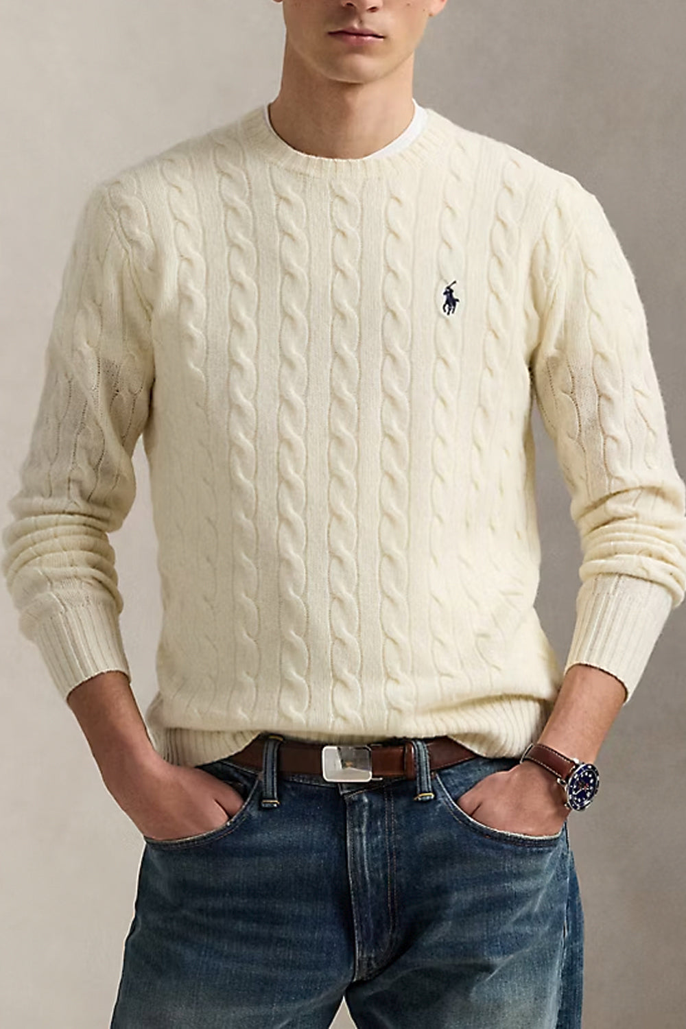 POLO RALPH LAUREN Maglia in lana e cashmere a trecce