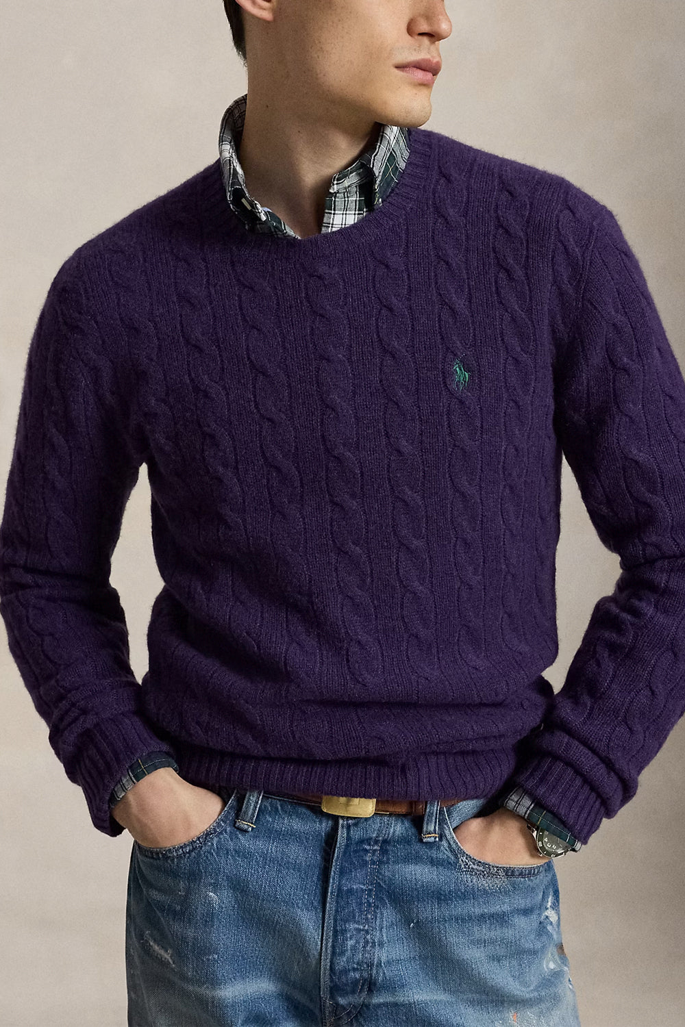 POLO RALPH LAUREN Maglia in lana e cashmere a trecce