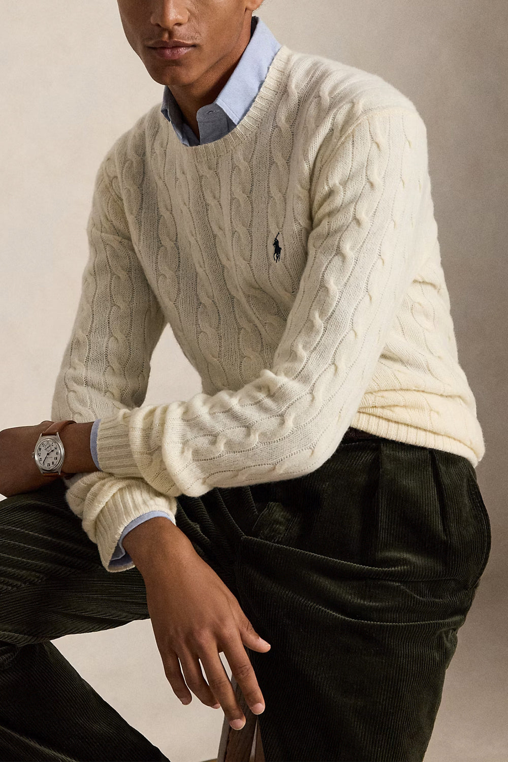 POLO RALPH LAUREN Maglia in lana e cashmere a trecce