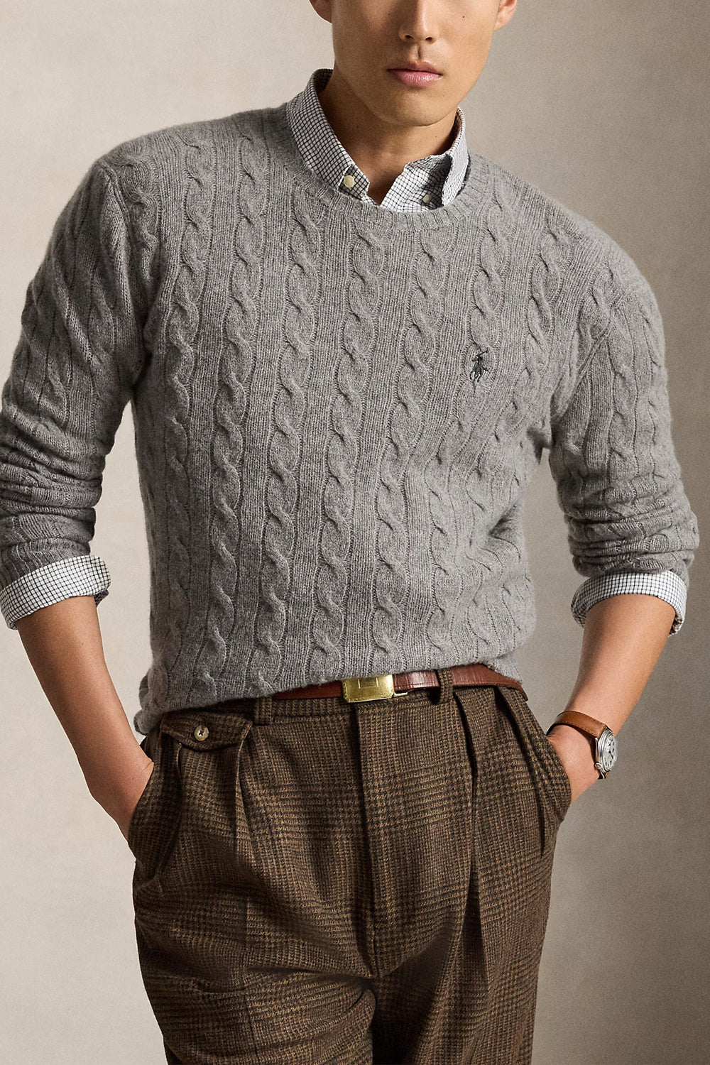 POLO RALPH LAUREN Maglia in lana e cashmere a trecce