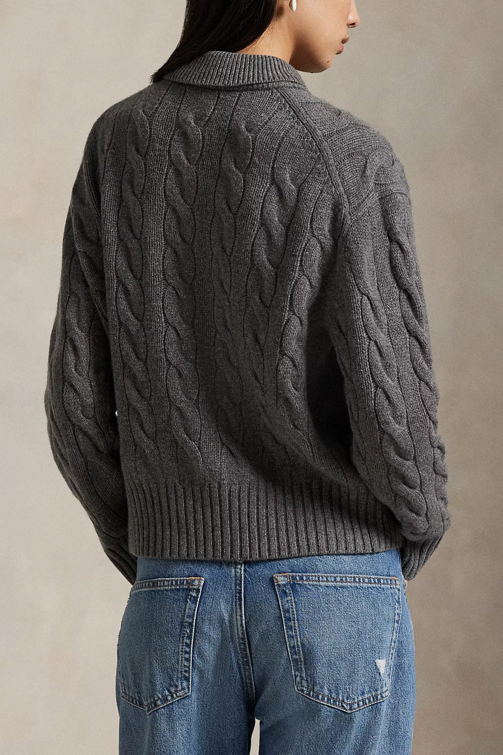 POLO RALPH LAUREN Maglia polo in lana e cashmere a trecce