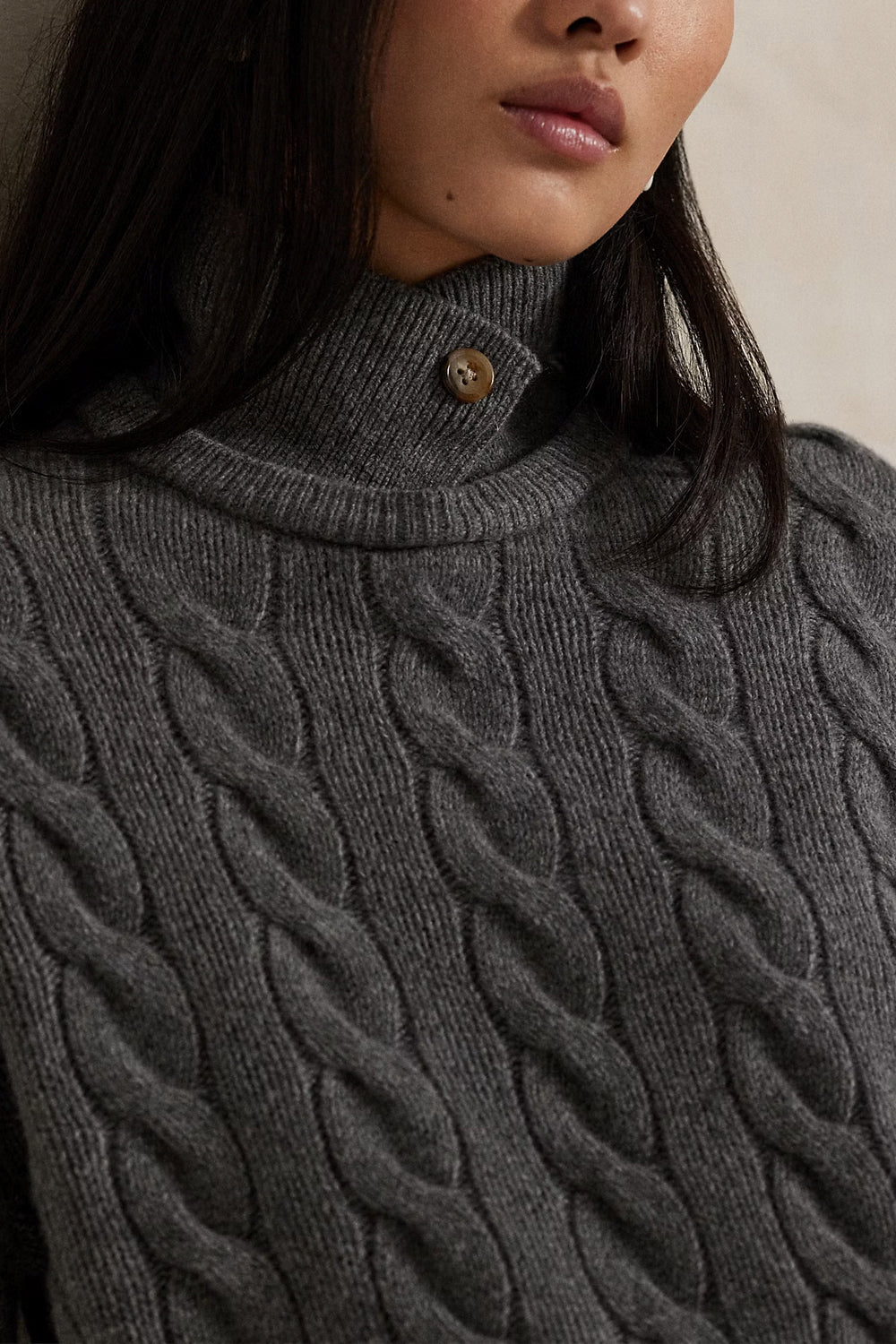 POLO RALPH LAUREN Maglia polo in lana e cashmere a trecce