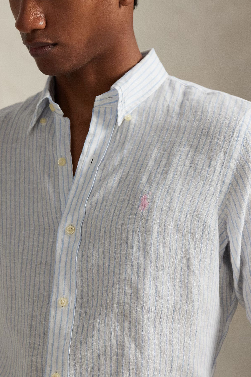 POLO RALPH LAUREN Camicia in lino a righe Slim Fit