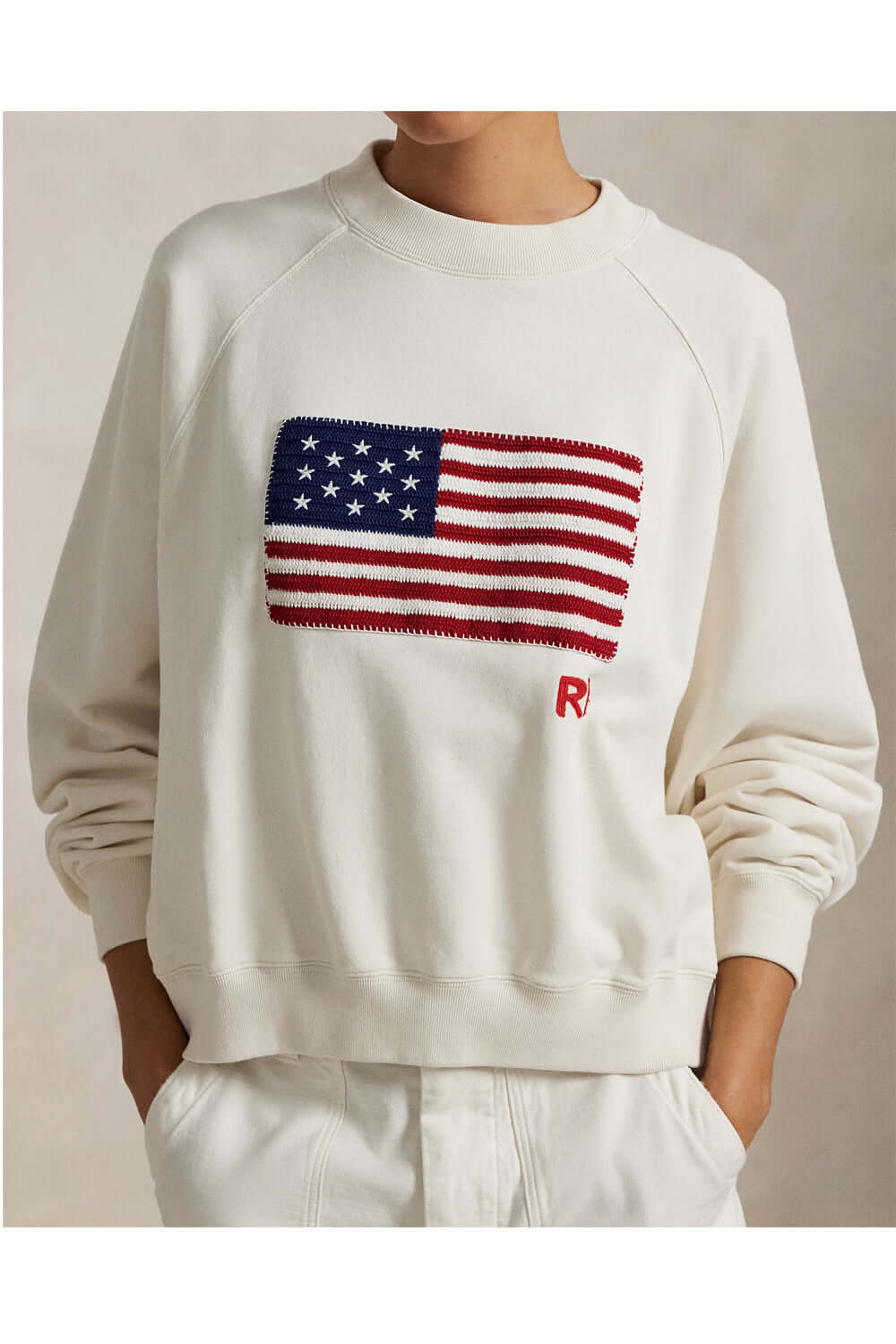 POLO RALPH LAUREN Felpa in spugna con logo e bandiera Uncategorized POLO RALPH LAUREN