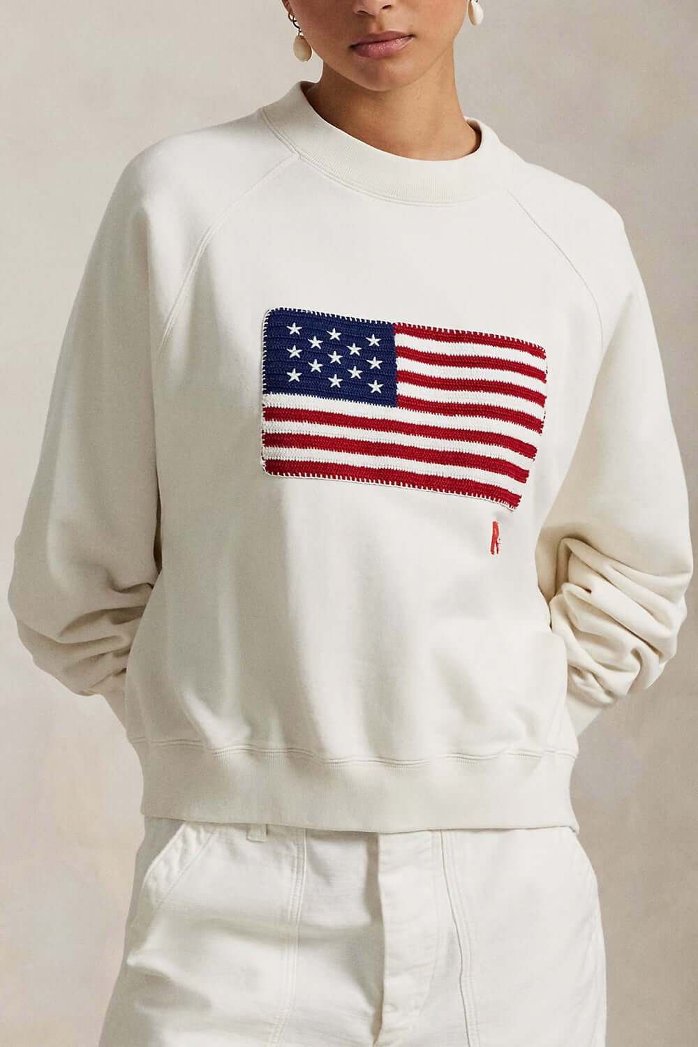 POLO RALPH LAUREN Felpa in spugna con logo e bandiera Uncategorized POLO RALPH LAUREN