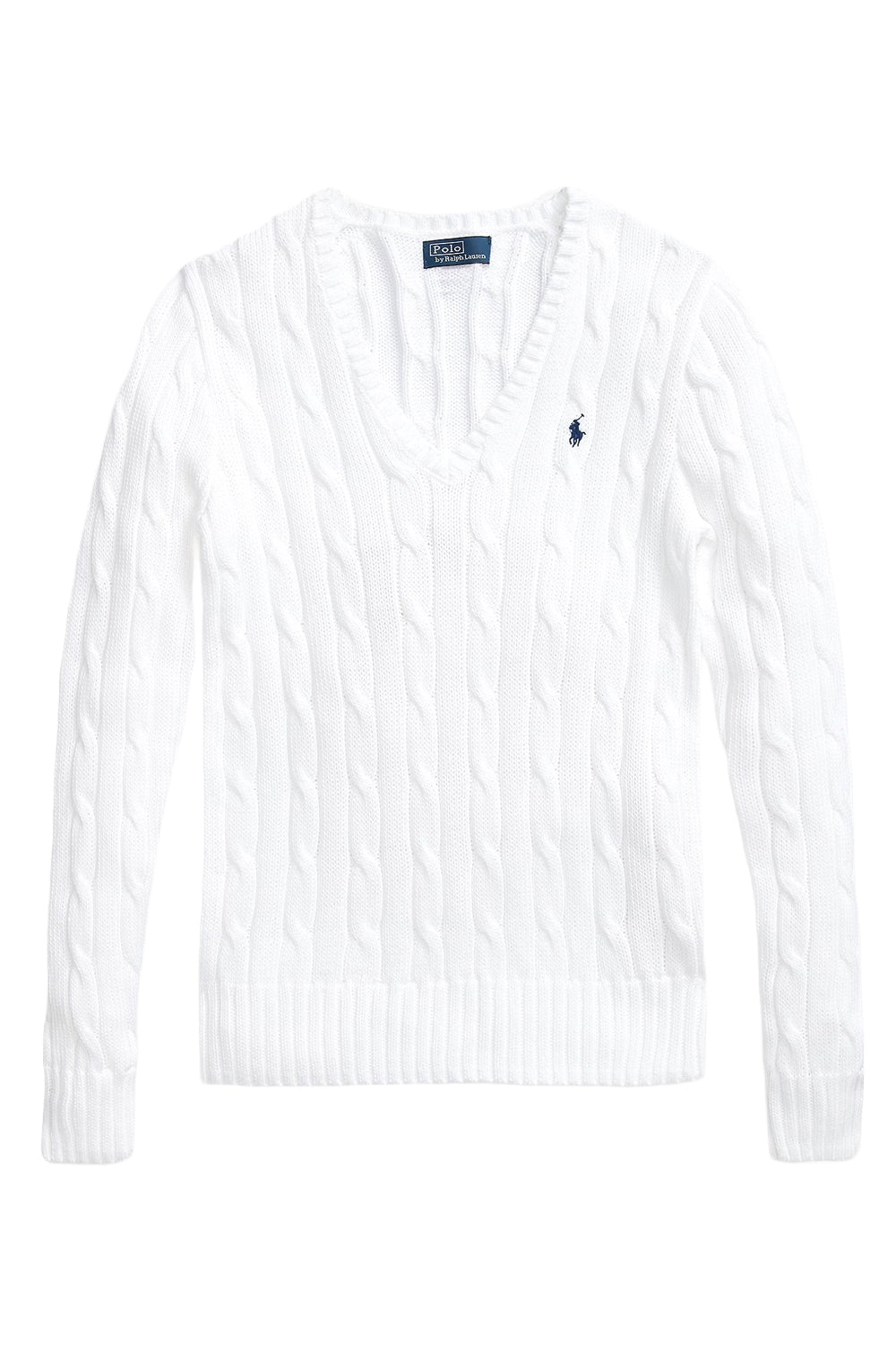 POLO RALPH LAUREN Maglia in cotone a trecce con scollo a V