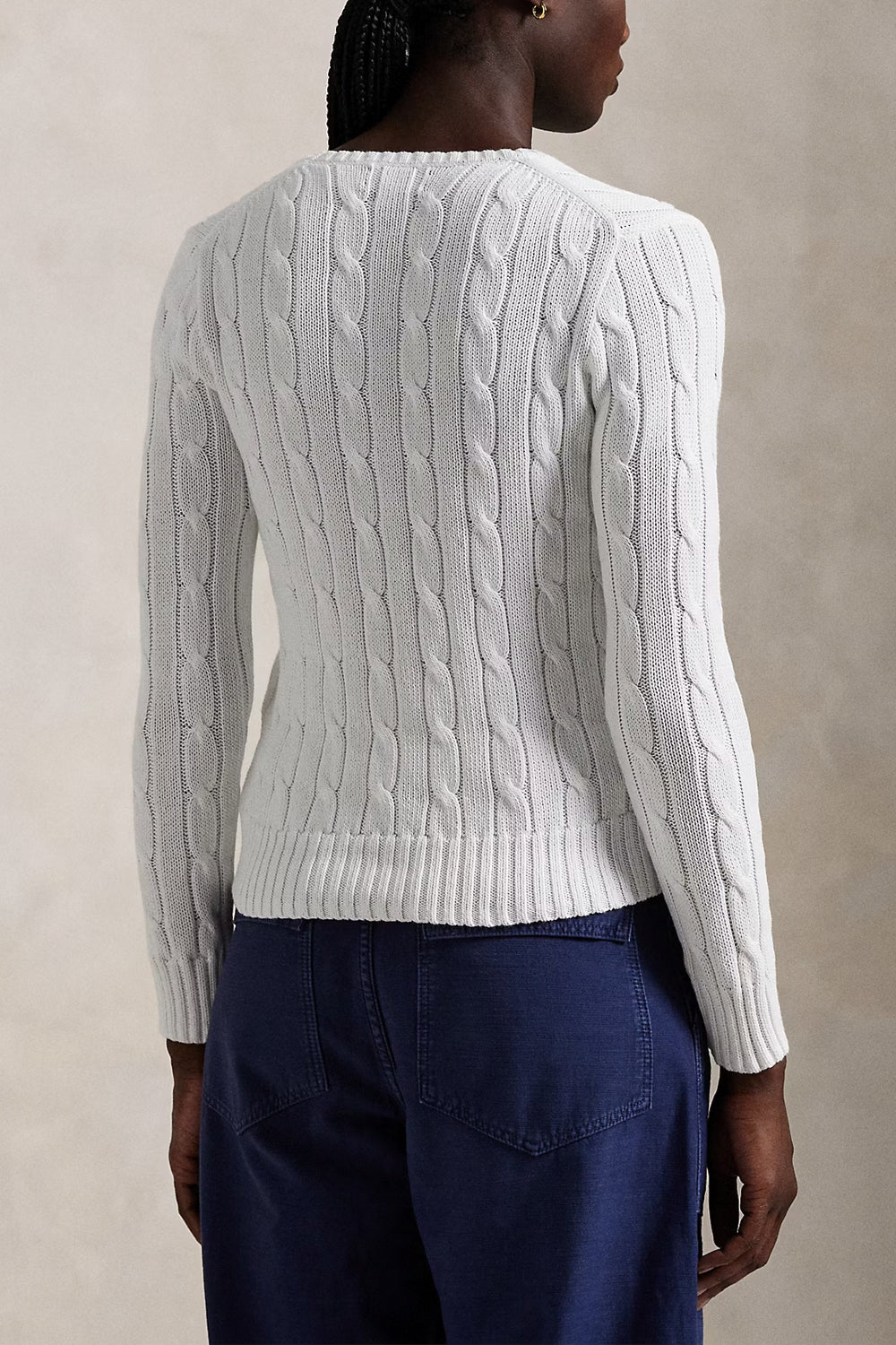 POLO RALPH LAUREN Maglia in cotone a trecce con scollo a V