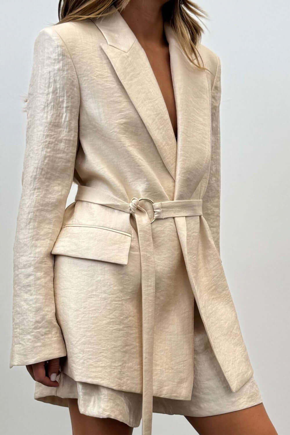 RAME Blazer laminato con cintura Uncategorized RAME