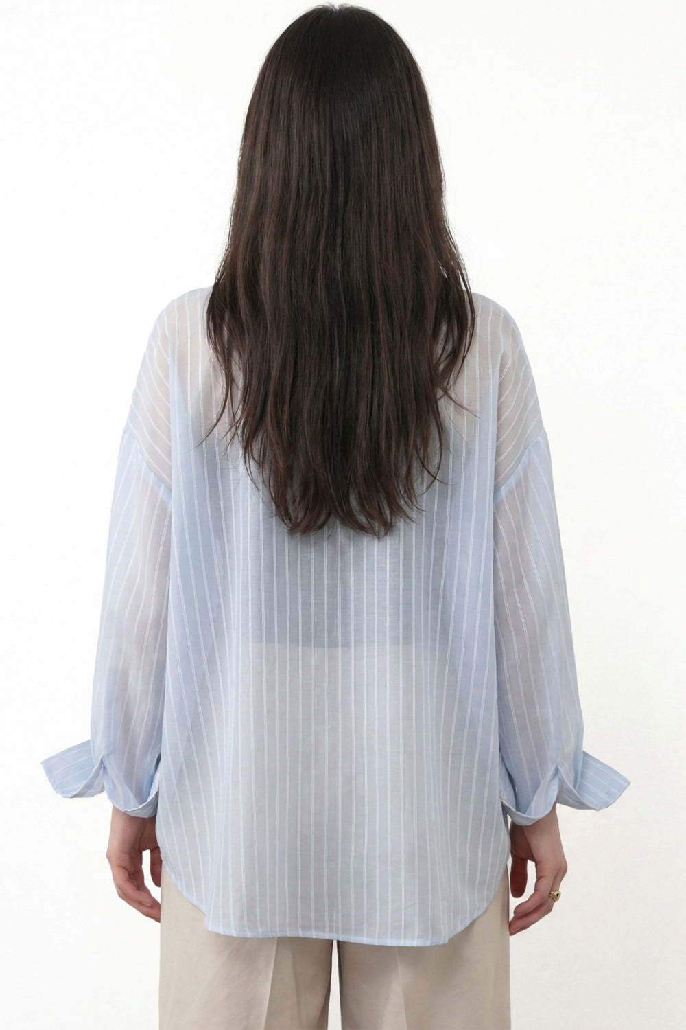 RAME Camicia a righe con dettagli in pizzo