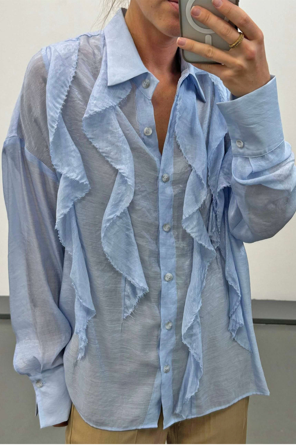 RAME Camicia in viscosa con volant