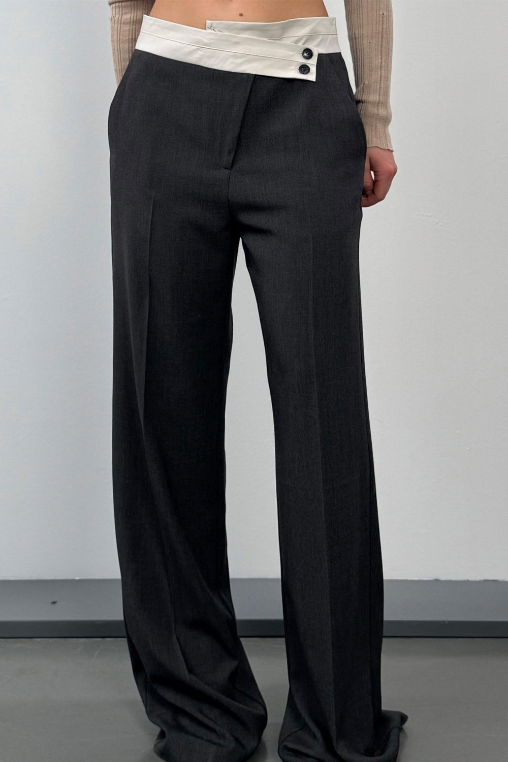 RAME Pantalone con cintura a contrasto