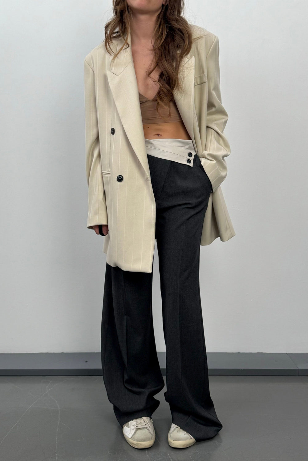 RAME Pantalone con cintura a contrasto