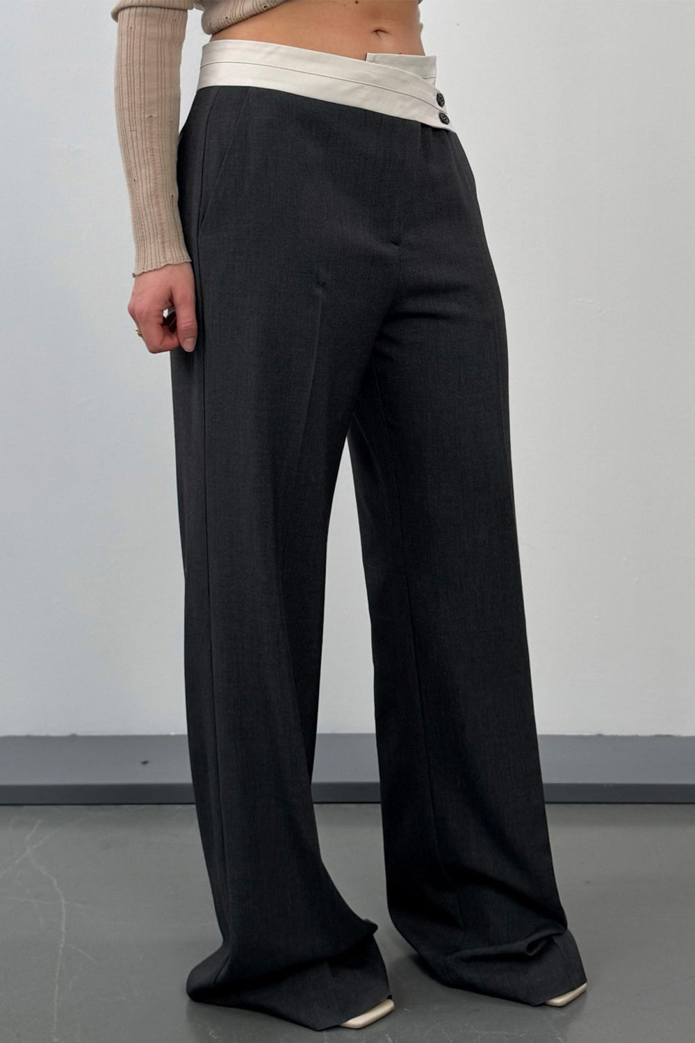 RAME Pantalone con cintura a contrasto