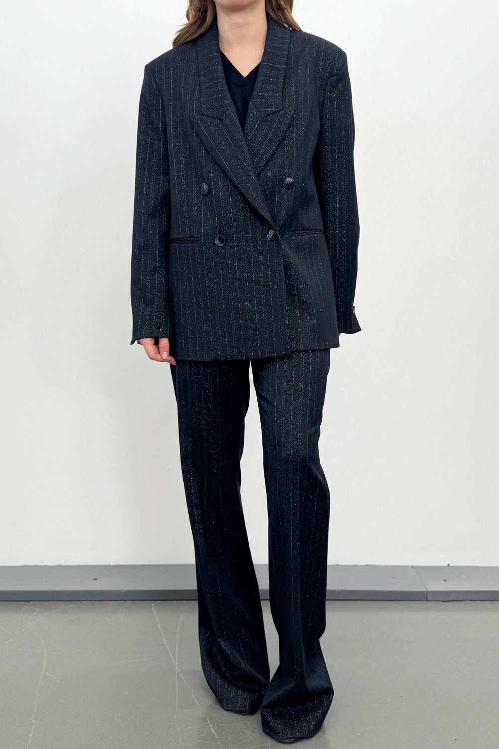 RAME Pantalone gessato con filo lurex