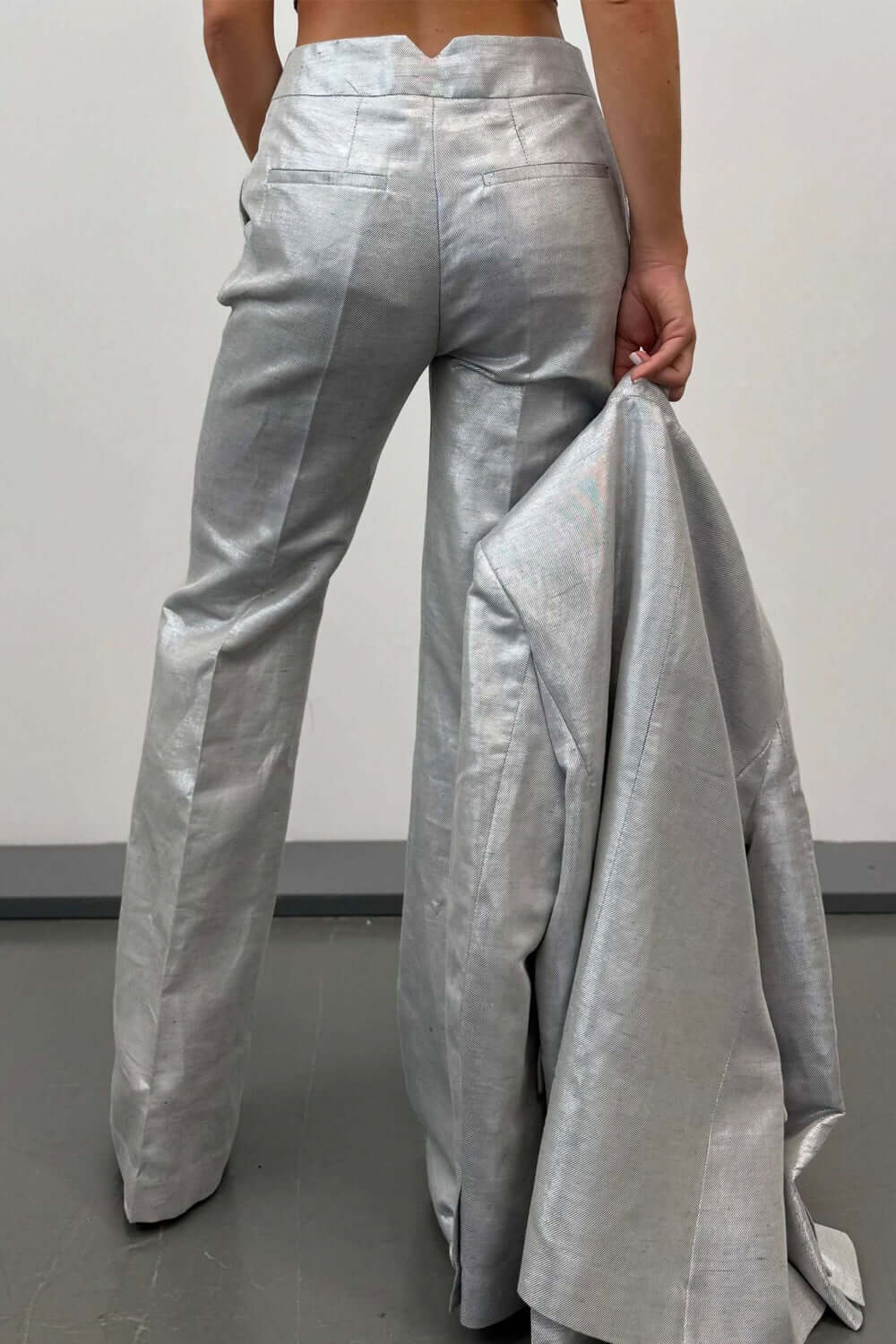 RAME Pantalone misto lino laminato