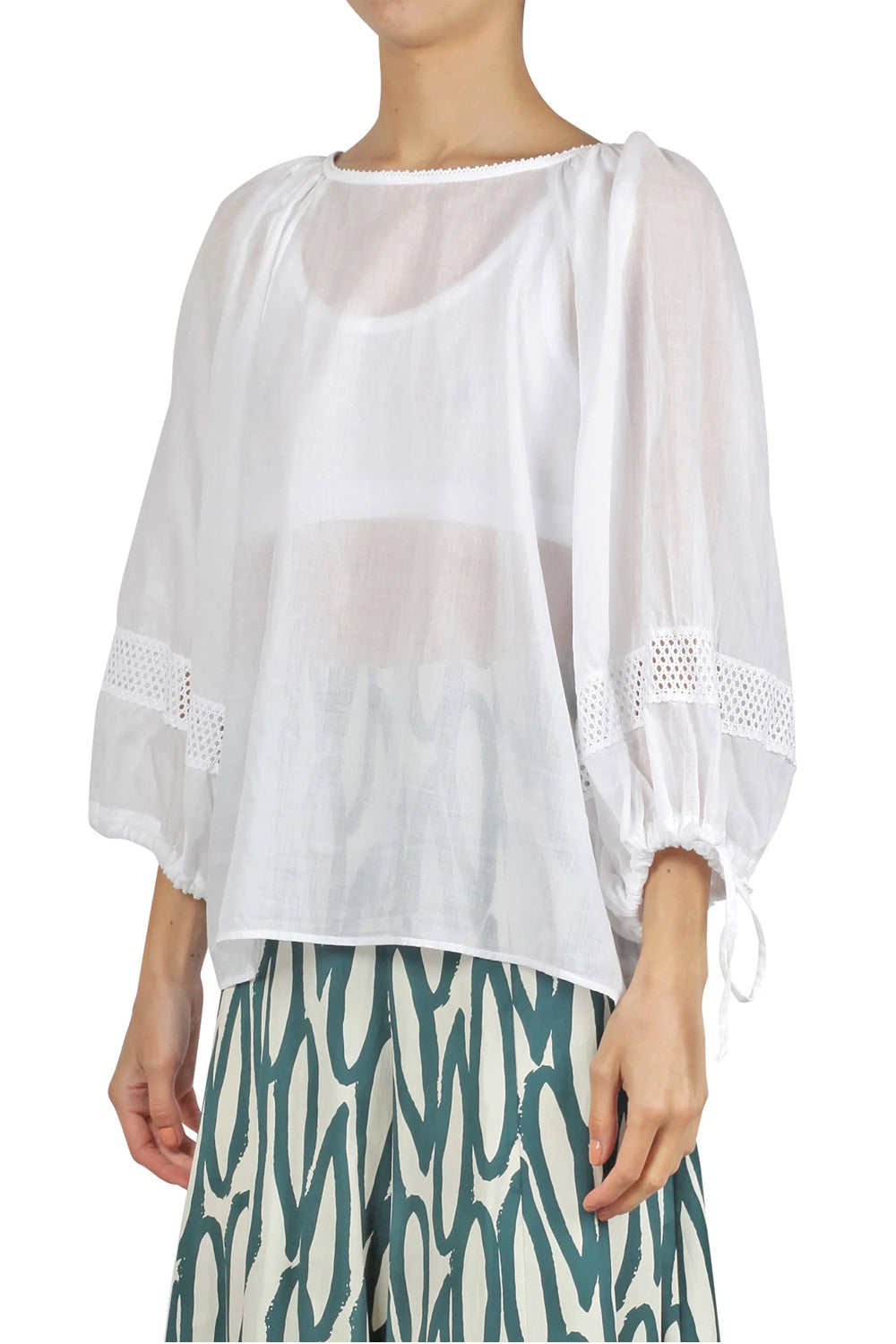 SUOLI Blusa Elegante con Pizzo e Mussola