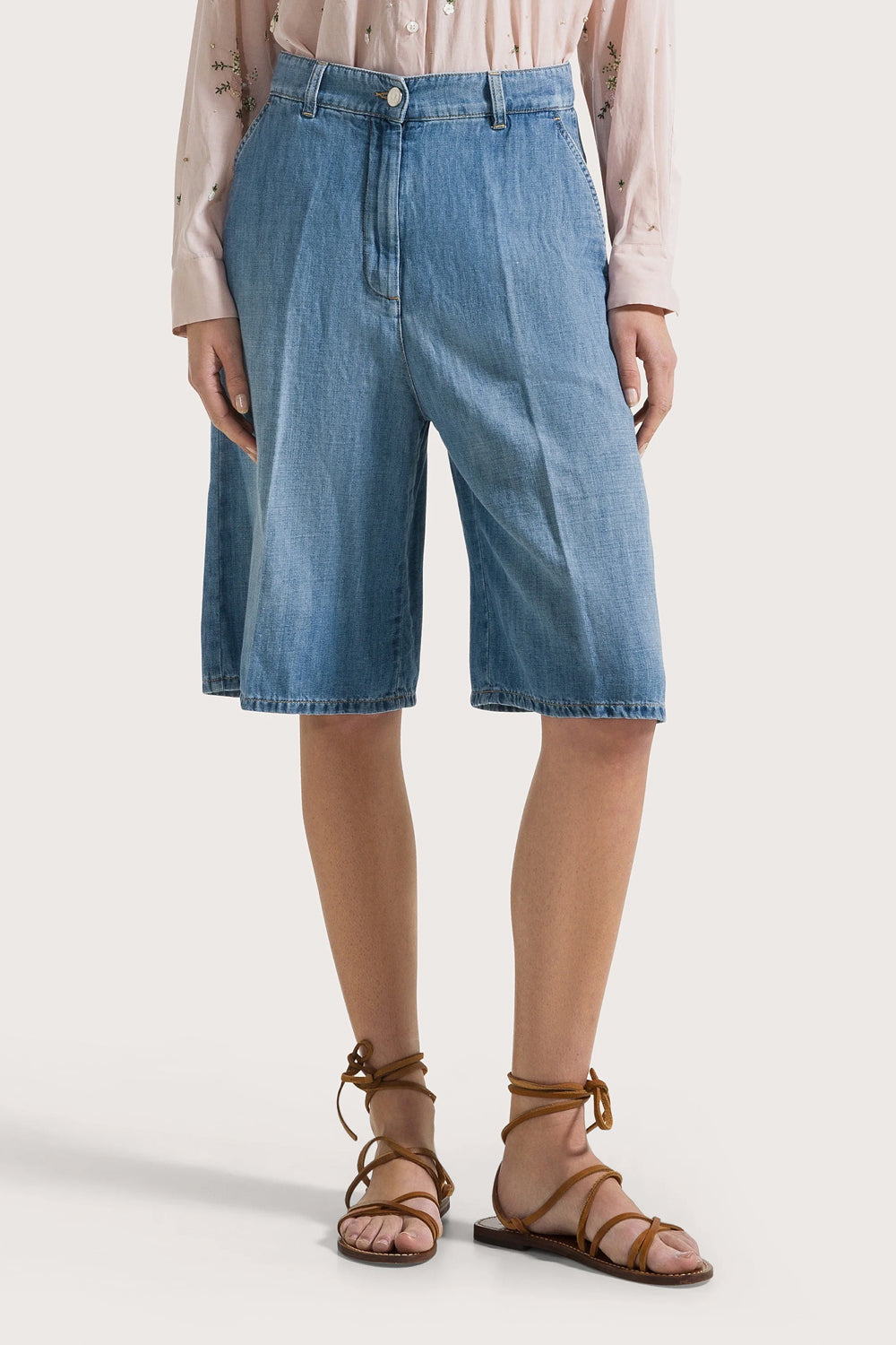 SEVENTY Bermuda in denim misto lino