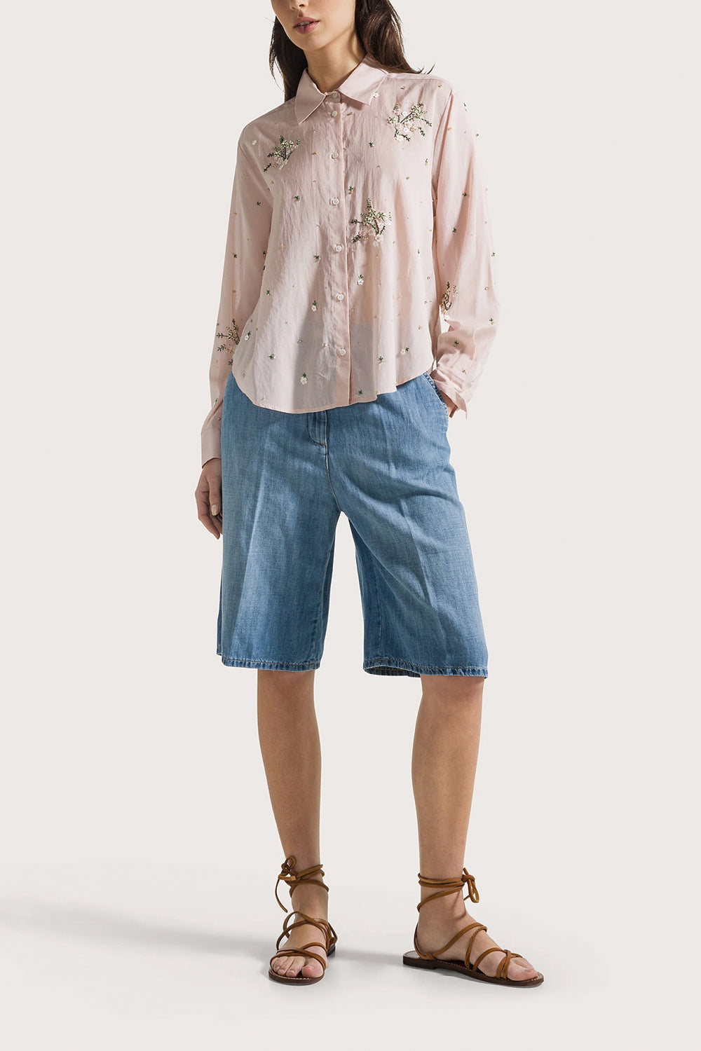 SEVENTY Bermuda in denim misto lino