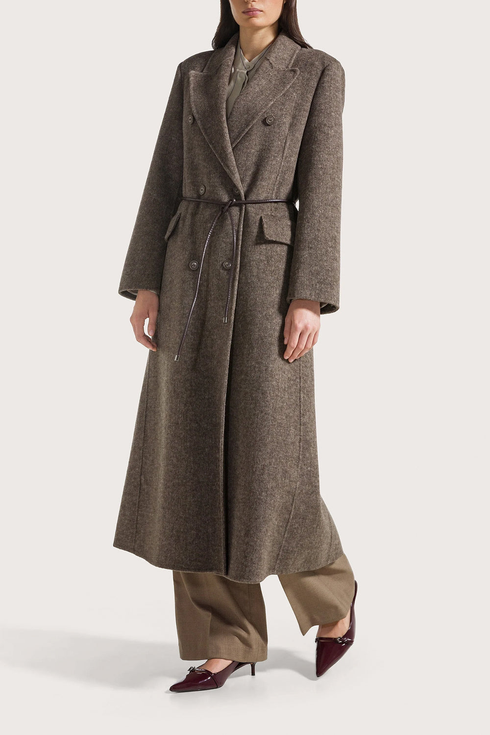 SEVENTY Cappotto lungo double misto lana con cintura