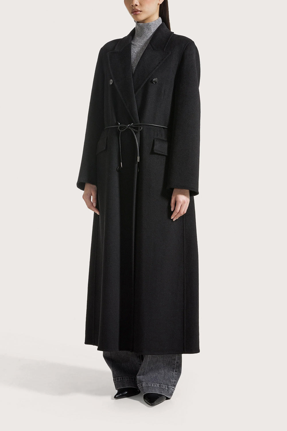 SEVENTY Cappotto lungo double misto lana con cintura