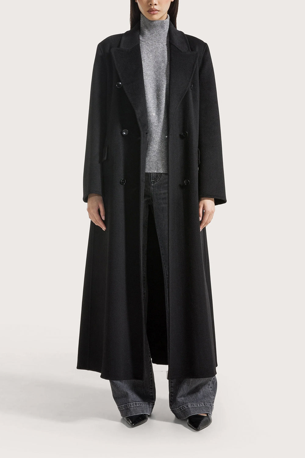 SEVENTY Cappotto lungo double misto lana con cintura