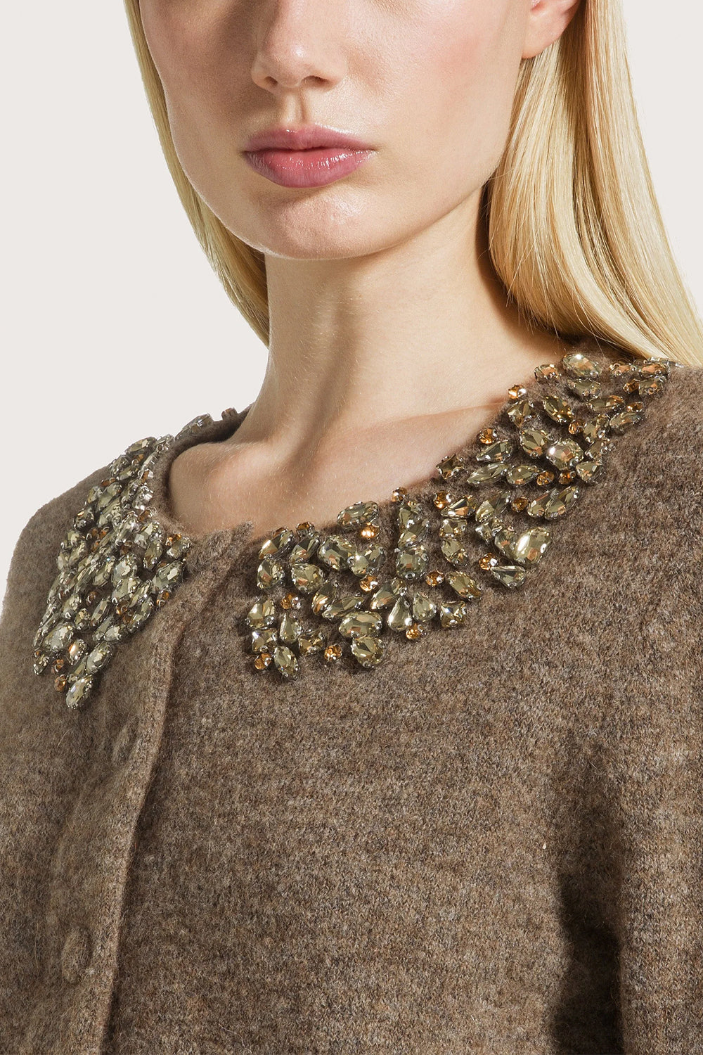 SEVENTY Cardigan misto lana con applicazioni gioiello