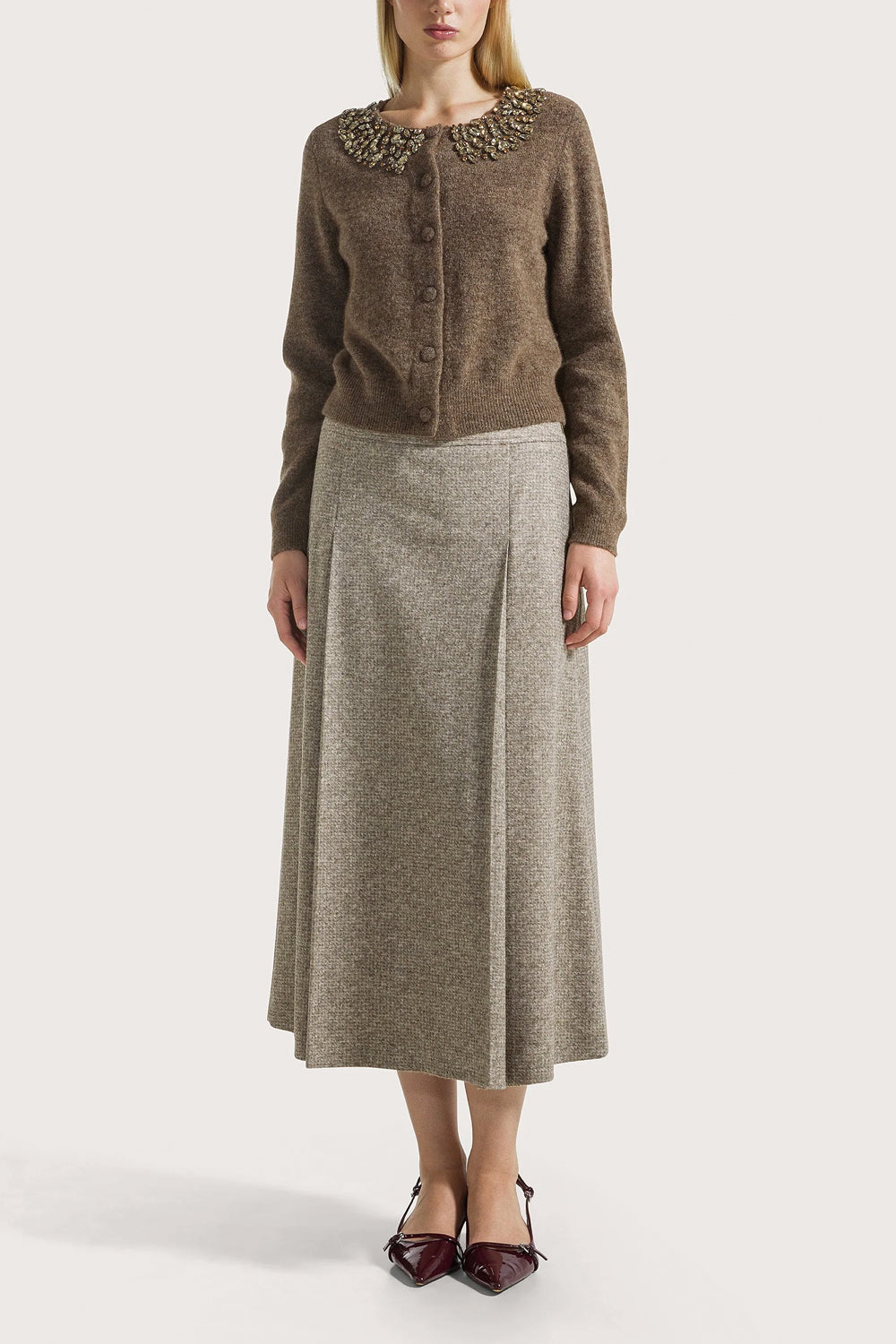 SEVENTY Cardigan misto lana con applicazioni gioiello