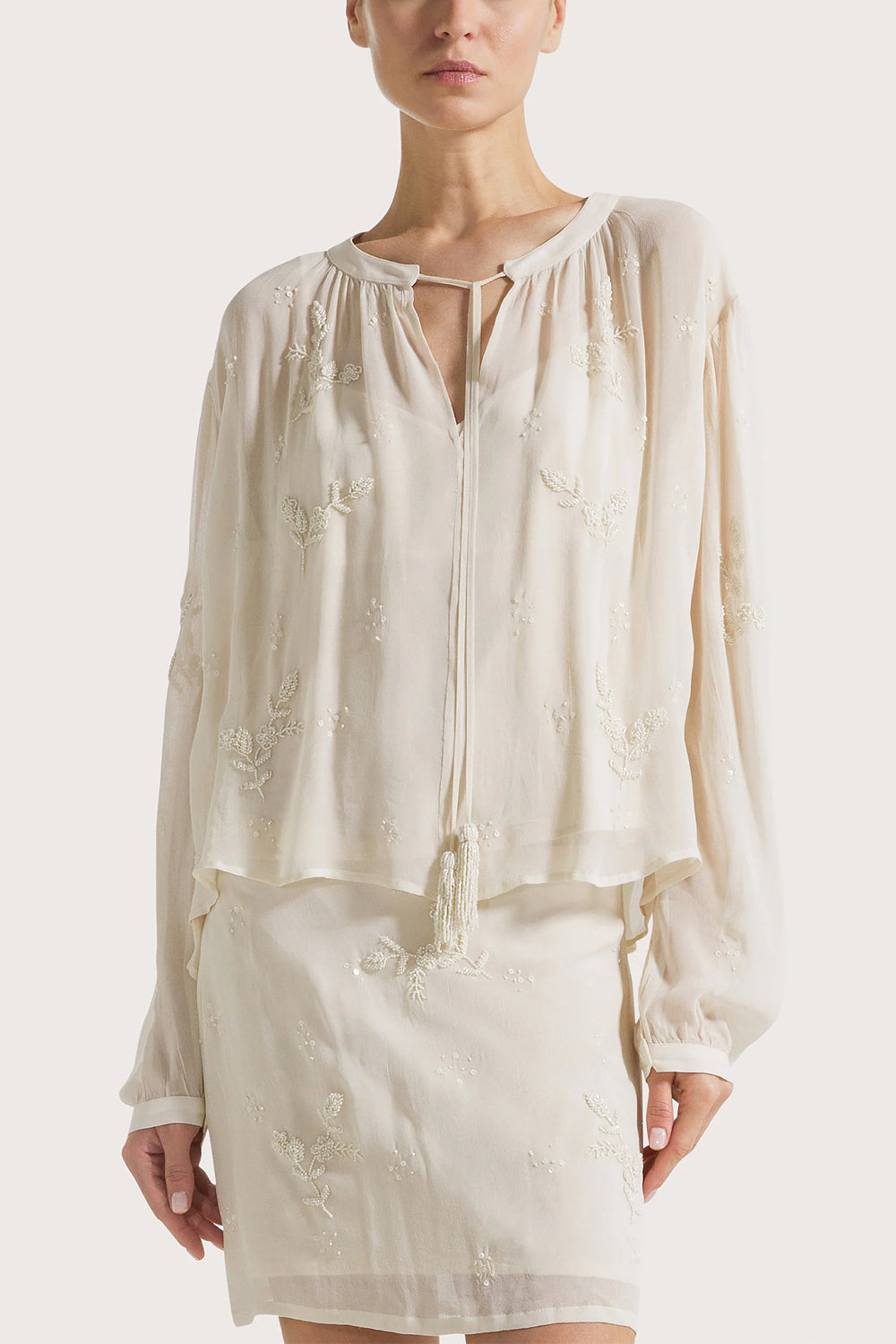 SEVENTY Casacca in georgette ricamata