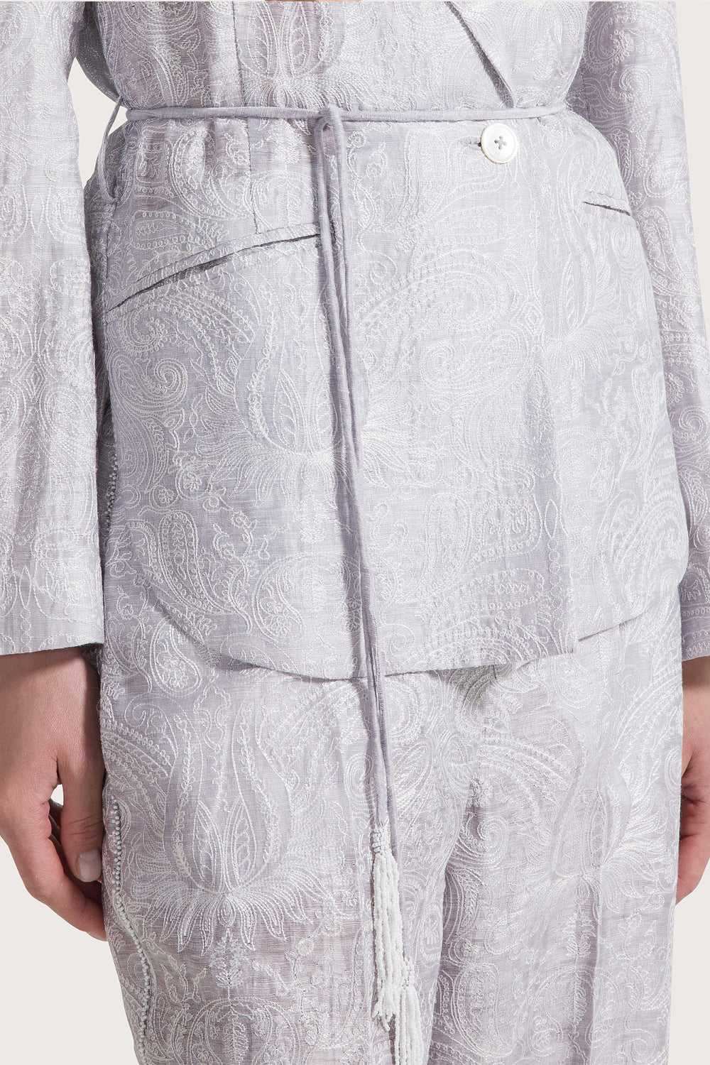 SEVENTY Giacca in organza, seta e lino ricamata