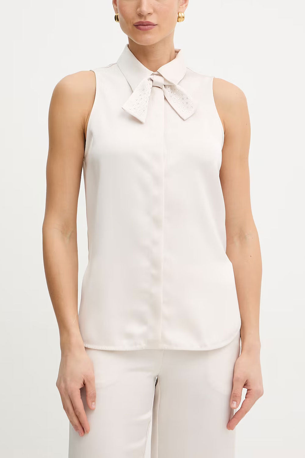 SIMONA CORSELLINI Camicia giromaniche con papillon in strass