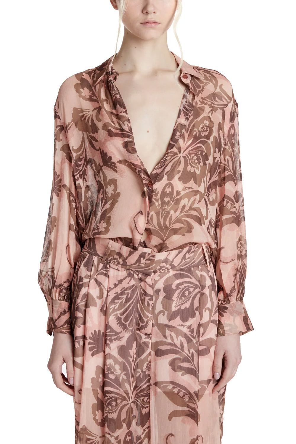 SIMONA CORSELLINI Camicia in creponne stampa decor