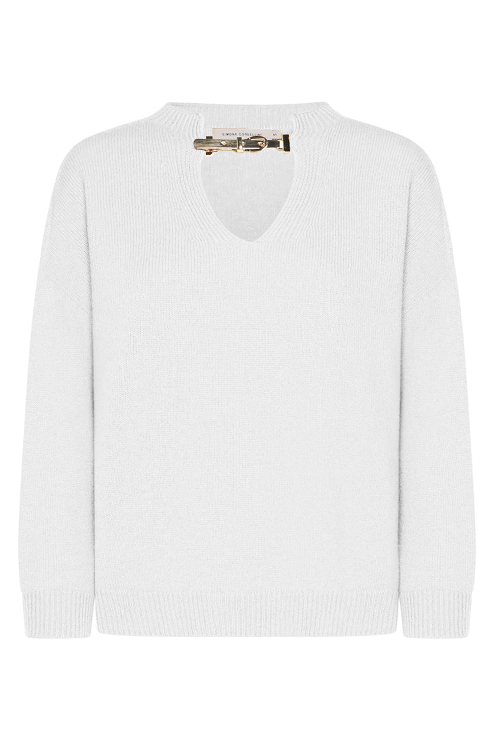 SIMONA CORSELLINI Maglia scollo a v con inserto in metallo Uncategorized SIMONA CORSELLINI