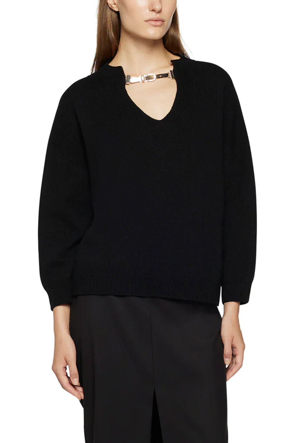 SIMONA CORSELLINI Maglia scollo a v con inserto in metallo Uncategorized SIMONA CORSELLINI