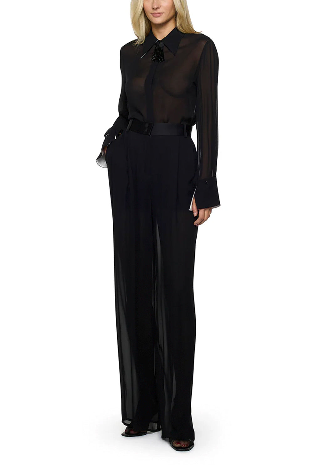 SIMONA CORSELLINI Pantalone con pences in georgette di viscosa
