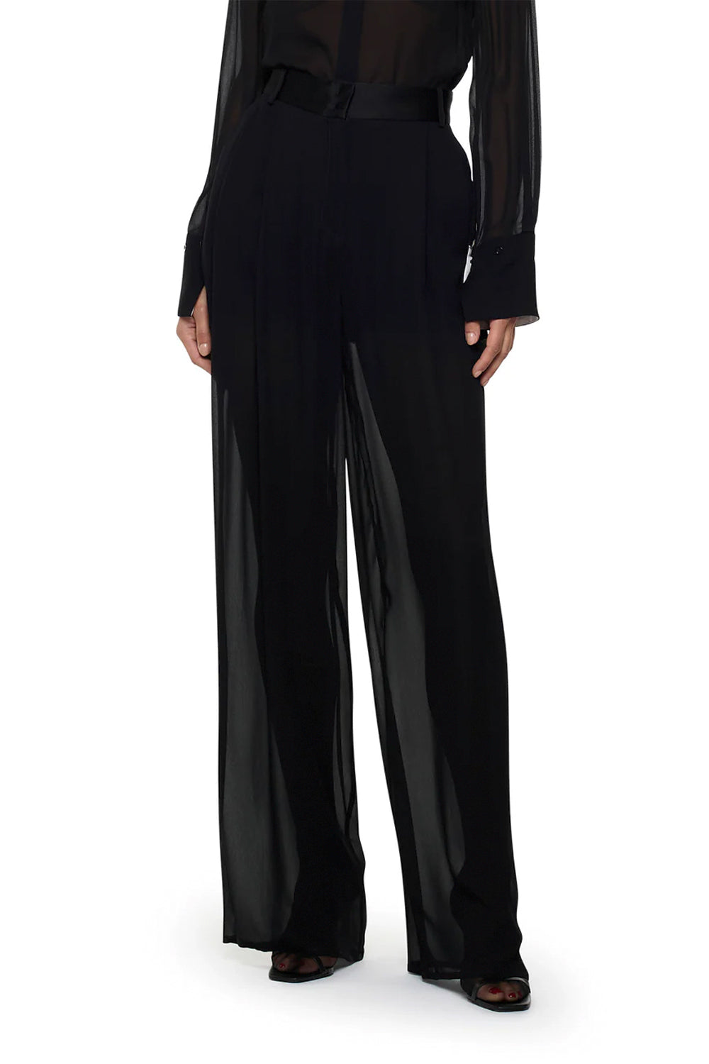 SIMONA CORSELLINI Pantalone con pences in georgette di viscosa