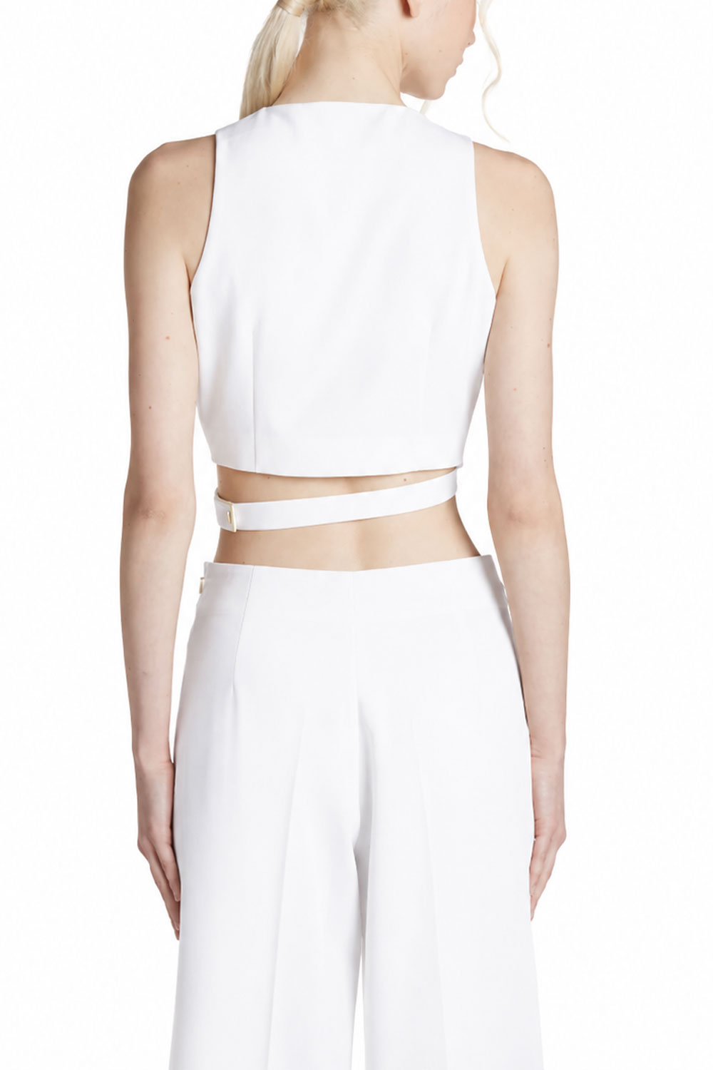 SIMONA CORSELLINI Top cropped con fibbia oro